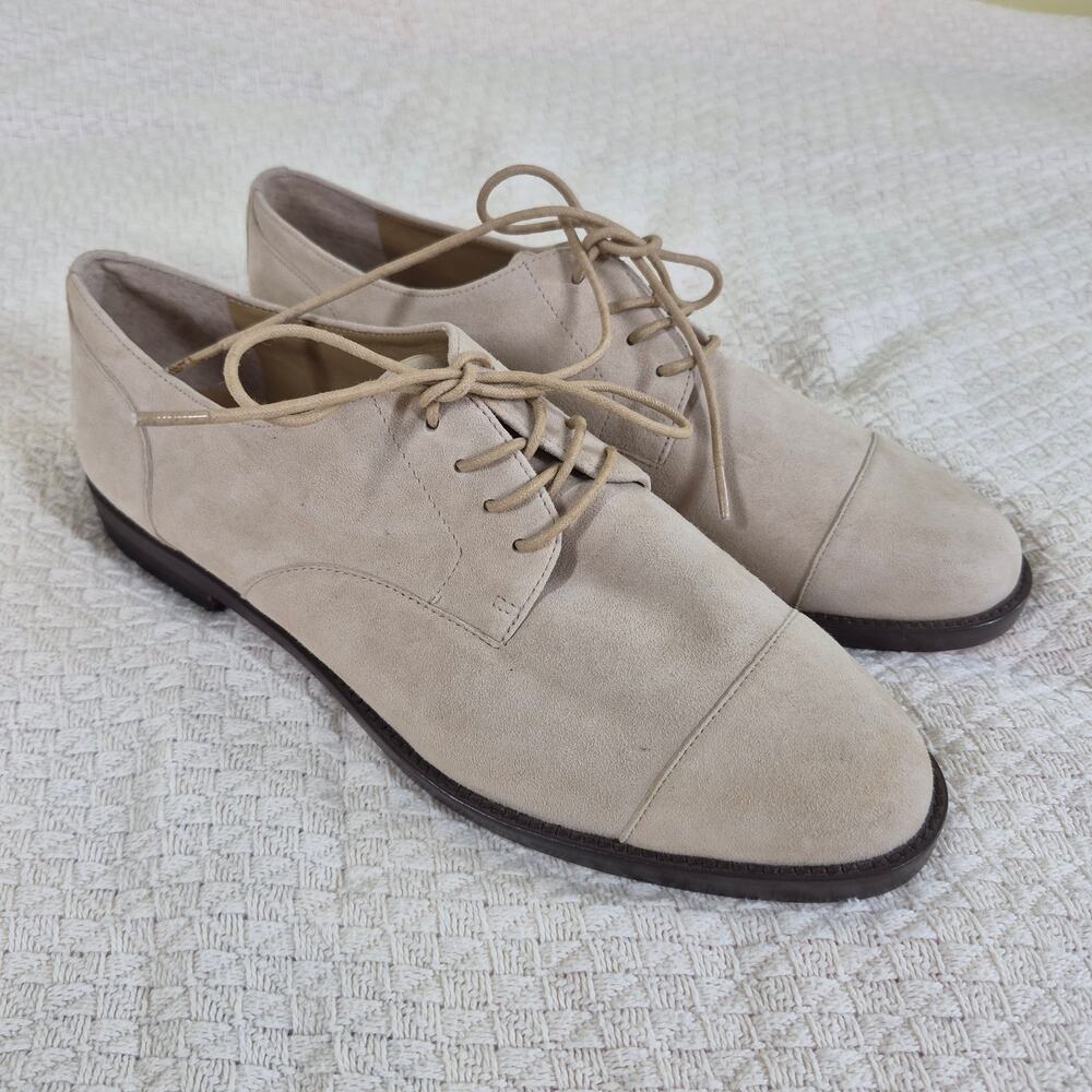 Lauren Ralph Lauren Maryna Beige Suede Oxford Dress Shoes Lace Up Sz 7.5B